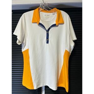 Annika Cutter & Buck Polo Shirt Womens XL White Orange CB DryTec Golf Athletic